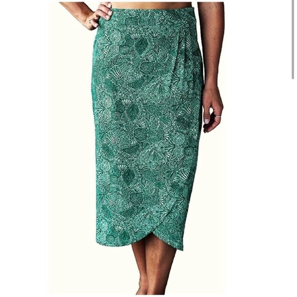 Rip Skirt Hawaii Wrap Skirt Womens L Green Midi Adjustable Beach Summer Cover up